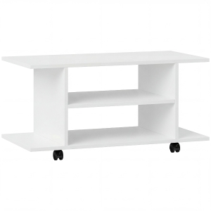 HOMCOM Mobile Porta TV Moderno con Ripiani, Ruote Girevoli e Freni, 80x40x40 cm, Bianco