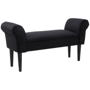 HOMCOM Banc Entrée Bout de Lit Rembourré pour Chambre à Coucher, Tissu à Voile, 102 x 36 x 51 cm, Noir