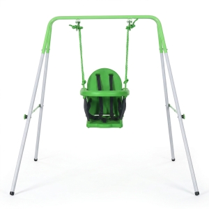 Outsunny Columpio Infantil para 6-36 Meses con Respaldo y Cinturón de Seguridad para Interior Exterior 122x146x122 cm Verde