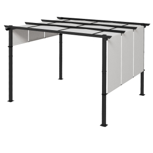 Outsunny Markise Sonnenschutz. Pergola, wetterbeständig,  inkl. Befestigungsmaterial, 3 x 3,5 m, Dunkelgrau