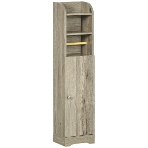 kleankin Portarrollos de Papel Higiénico con Armario para Baño con Estante Interior Ajustable 23x18x100 cm Gris