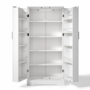 Armário de cozinha multifuncional, porta dupla com compartimento de arrumação, 60x35x128 cm, Branco