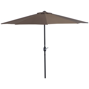 Outsunny Demi-parasol 2,7 x 1,4 m parasol de balcon ouverture fermeture manivelle, 5 entretoises métal, polyester 180 g/m², café
