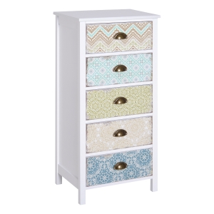 HOMCOM Commode ladekast sideboard, modern design, 5 lades, 46 cm x 34 cm x 97,5 cm, kleurrijk