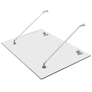 HOMCOM Glazen luifel voordak huisdeur roestvrije staal gehard glas 150X90 cm