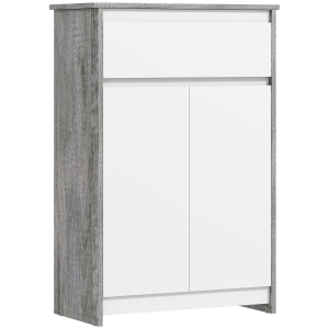 kleankin Mueble de Baño Autoportante con Cajón y Puertas Dobles Gris y Blanco