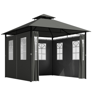 Outsunny Paviljoen Feesttent Tuinpaviljoen, 2,95 x 2,95 x 2, 85 m, Donkergrijs