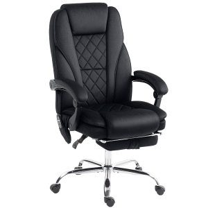 Vinsetto Ergonomiczny fotel biurowy z funkcją masażu, podnóżek, obrotowy, na kółkach, czarny