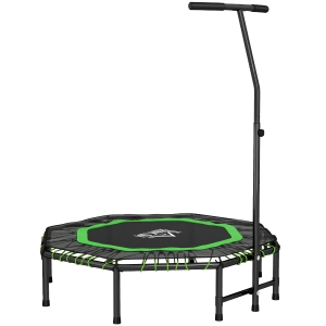 HOMCOM 48" Octagonal Mini Fitness Rebounder Trampoline Indoor Outdoor Foldable Mini Jumper with Adjustable Handle, Green