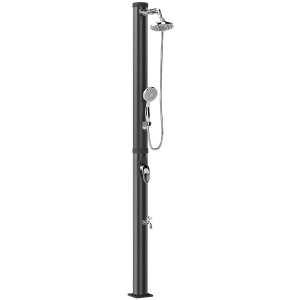 Outsunny Duche Solar Jardim 20L com Cabeça de Ducha de Mão Torneira para Pés e Temperatura Ajustável Máx. 60 °C Preto