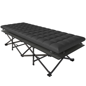 Outsunny Cama Plegable Camping con Colchón Extraíble de Tela Oxford 600D con Reposacabezas y Bolsa Carga 200 kg Negro