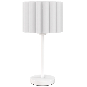 HOMCOM Luminária de mesa em estilo retrô, luminária de cabeceira, cúpula de plástico, interruptor de botão, branco