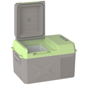 Outsunny Caixa frigorífica com compressor 12 L, geladeira elétrica com conexão e função de refrigeração, Cinza+Verde