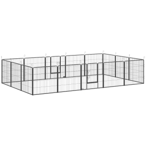 PawHut Cercado para filhotes, 16 peças parque para filhotes dobrável com porta para cães pequenos e médios, 3,2 x 3,2 x 0,8 m, Cinza