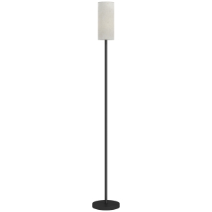 HOMCOM Luminária de pé, abajur com efeito linho, haste metálica, interruptor de pé, Branco
