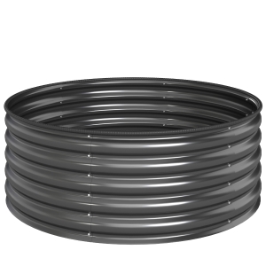 Outsunny Canteiro elevado, vaso de plantio galvanizado com borda de segurança, caixa de plantio com fundo aberto, 120 x 120 x 43 cm, Cinza escuro