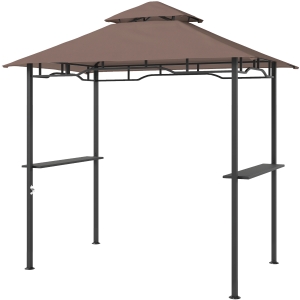 Outsunny Barbecuepaviljoen barbecuetent tuintent balkon barbecue paviljoen dubbel dak staal