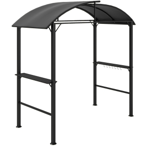 Outsunny Pavilhão para churrasco, 2 prateleiras laterais, ganchos, estrutura de aço, 1,1 x 2,3m, cinza escuro