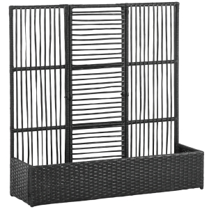 Outsunny Canteiro com treliça, resistente às intempéries, polirrattan, 103 x 29 x 103 cm, Preto