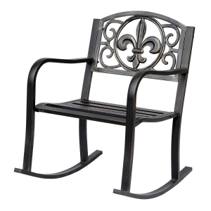 Outsunny Cadeira de balanço para jardim Poltrona oscilante antiga Metal Bronze B60 x T73 x H85cm