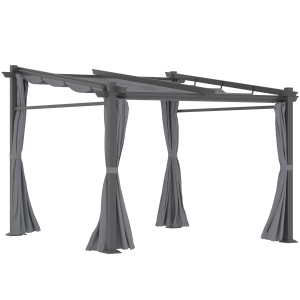 Outsunny Pérgola, incluindo material de fixação, teto retrátil, 2,97 m x 2,95 m x 2,3 m, Cinza escuro