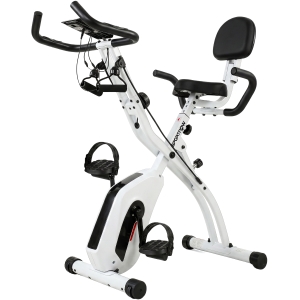 SPORTNOW Bicicleta Estática Dobrável com 8 Níveis de Resistência Volante Ecrã LCD Bluetooth Pulsómetro e Selim Ajustável