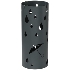 HOMCOM Suporte para guarda-chuvas, Aço, formato de coluna, compartimento inferior removível, Ø17 x 41H cm, Cinza
