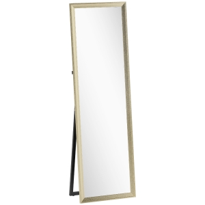 HOMCOM Espelho de corpo inteiro, posicionamento flexível, 160 x 50 cm, tom dourado