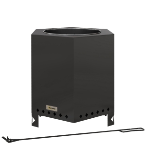 Outsunny Taça de Fogo Lareira Feuertonne Gancho 45x38,8x46,5 cm Prata e Preto