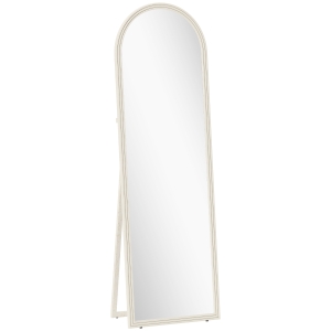 HOMCOM Espelho de corpo inteiro, 50 x 160 cm, autoportante, montagem na parede, moldura em arco, branco