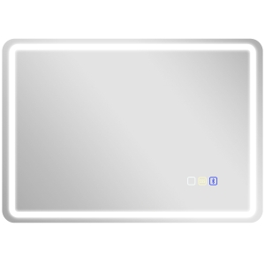 HOMCOM Espelho de banheiro com iluminação LED, pad antiembaçante, 3 cores ajustáveis, cor prateada
