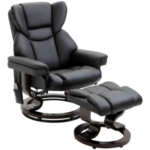 HOMCOM Poltrona de Relax com Função de Massagem Apoio para os Pés Função Reclinável Couro Sintético 79 x 82 x 101 cm
