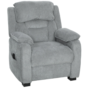 HOMCOM Fauteuil relax électrique fauteuil inclinable port USB repose-pieds poches latérales télécommande 86x90x103cm gris clair