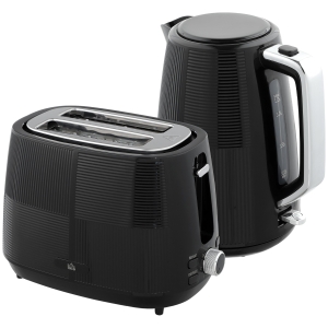 HOMCOM Conjunto Chaleira e Torradeira, 1,7 L, várias funções, Aço Inoxidável, Preto