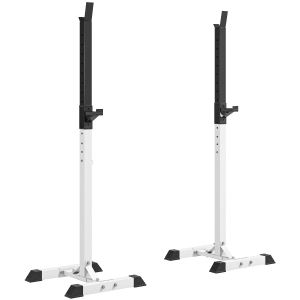 HOMCOM Hantelständer, 2er-Set, bis 150 kg belastbar, höhenverstellbar, Stahl, weiß+schwarz, 52 x 48 x 160 cm