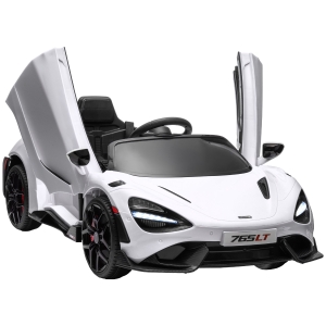 AIYAPLAY Carro elétrico infantil com portas em asa, controlável por comando, com partida suave e luzes LED, Branco