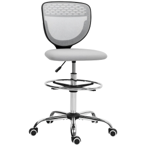 Vinsetto Cadeira de escritório ergonômica em malha, cadeira de desenho, altura e apoio para os pés ajustáveis, 59 x 59 x 106-126 cm, cinza