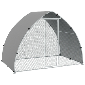 PawHut Grande recinto para galinhas exterior 5,75m², teto anti-UV, aço galvanizado, porta trancável