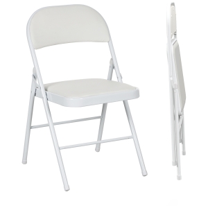HOMCOM Juego de 2 Sillas Abatibles con Respaldo y Estructura de Acero para Oficina Estudio 45x46x78 cm Blanco