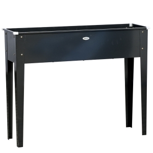 Outsunny Jardineira elevada quadrada horta com orifício de drenagem aço galvanizado 100 x 30 x 80 cm preto