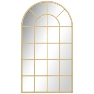 HOMCOM Espelho verrière arco estilo industrial janela arcade metal 110 x 65 cm dourado