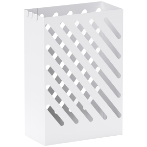 HOMCOM Paragüero de Acero Galvanizado Soporte de Paraguas Estrecho con Bandeja de Goteo Extraíble 4 Ganchos 28x14x41 cm Blanco