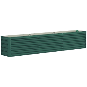 Outsunny Canteiro quadrado canteiro elevado em aço galvanizado barras de suporte e placas de canto fundo aberto 240 x 40 x 45 cm verde