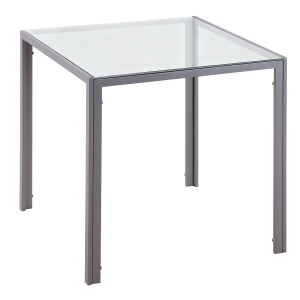 HOMCOM Mesa de Comedor de Cristal Mesa de Cocina Cuadrada para 4 Personas con Patas de Metal para Salón 75x75x75 cm Gris