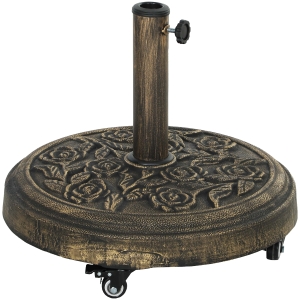 Outsunny Bază Rotundă pentru Umbrelă din Rășină de 21kg cu Roți și Frâne, Bronz