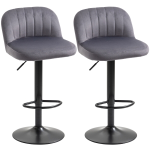 HOMCOM Conjunto de 2 bancos de bar de design contemporâneo com apoio para os pés altura regulável e giratórios cinza