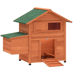 PawHut Poulailler avec Pondoir et Perchoir Toit en Bitume Étanche et Fenêtre de Ventilation Bois 113,5x67,5x95,5cm Orange