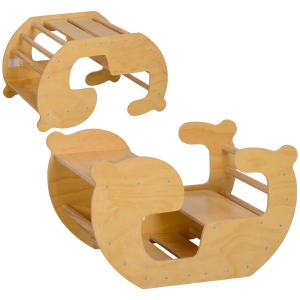 AIYAPLAY Arco de escalada infantil, mesa para brinquedos infantil 18-48 meses, design 2 em 1, carga máx. 50 kg, madeira natural