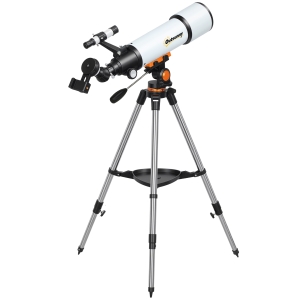 Outsunny Telescop Astronomic 80mm cu Montură AZ, 2 Lentile Oculare și Adaptor pentru Smartphone, 92x92x130 cm, Alb și Negru