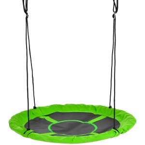 Outsunny Balanço ninho de pássaro Balanço Redondo Cesto Ø 110 cm 4 Argolas Incluídas metal epóxi Oxford Alta densidade Verde